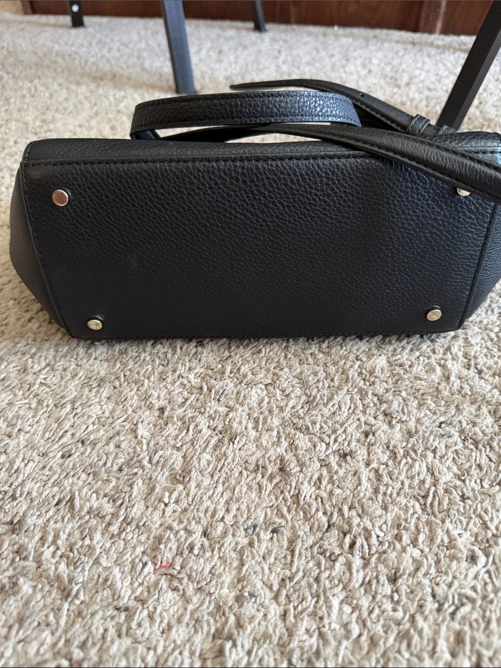 kate spade Black Pebbled Leather Tote with Gold Logo